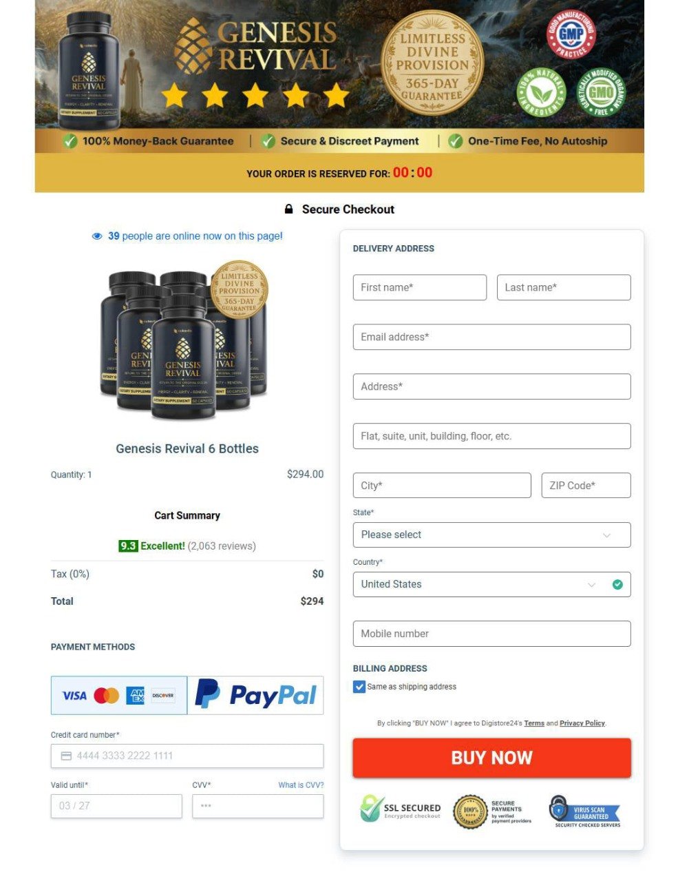 Genesis Revival secure payment page